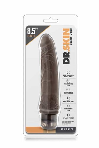 Dr. Skin Cock Vibe 7 Chocolate - Élethű vibrátor 21,5 cm
