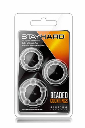 Stay Hard Beaded Cockrings Clear - péniszgyűrűk 3 db