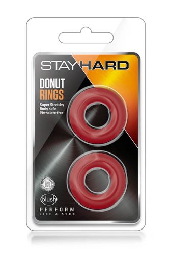 STAY HARD DONUT RINGS RED - Péniszgyűrű 2 db