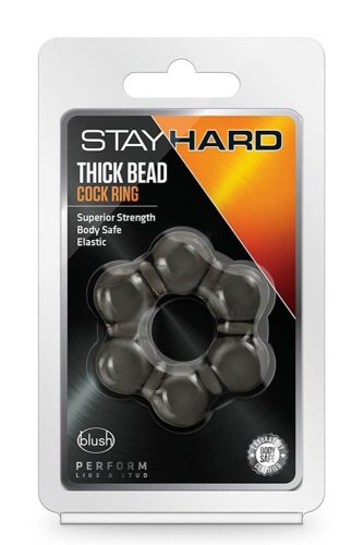 STAY HARD THICK BEAD COCK RING BLACK - Péniszgyűrű