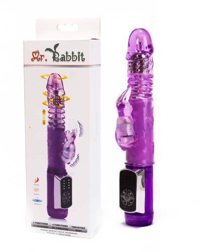 Mr. Rabbit Vibrator Purple - Forgófejű Vibrátor 23 cm