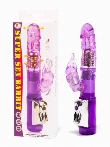 Super Sex Rabbit Vibrator Purple - Forgófejű Vibrátor 21,5 cm