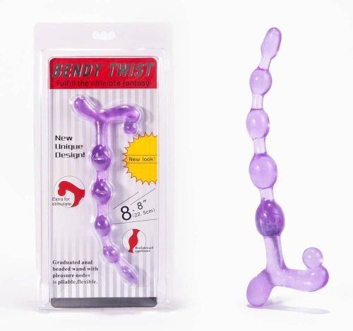 Bendy Twist Anal Beads Purple - Anál golyók 
