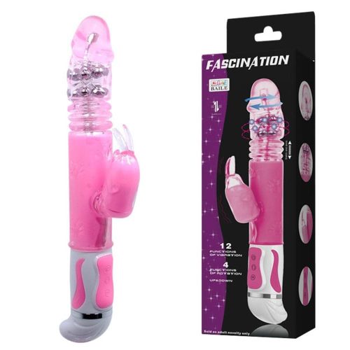 Fascination Bunny Vibrator Pink 2 - Forgófejű vibrátor 30 cm