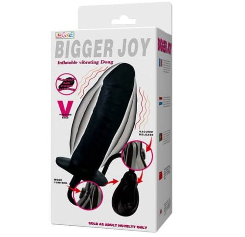 Bigger Joy Inflatable Penis Black 3 - Élethű vibrátor 16 cm
