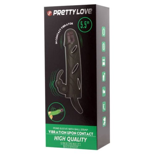 Pretty Love Penis Sleeve With Ball Strap - Pénisz hosszabbító