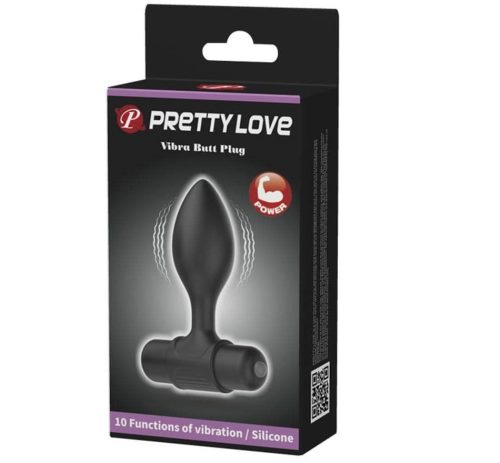 Pretty Love Vibra Butt Plug Black - Anál plug 8,6 cm