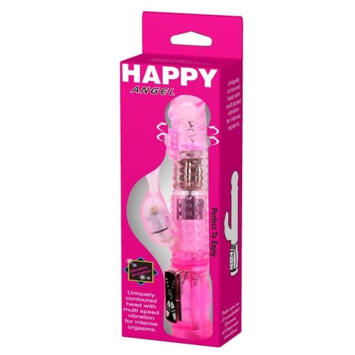 Happy Angel 22 cm Pink - Klitoriszkaros , Forgófejű vibrátor 22 cm