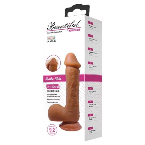Beautiful Johnson 9,2 " Dildo Brown - Élethű dildó 22,2 cm