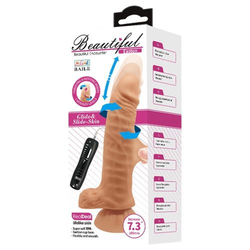 Beautiful Easton 7,3" Dildo - Forgófejű, élethű vibrátor 18,5 cm