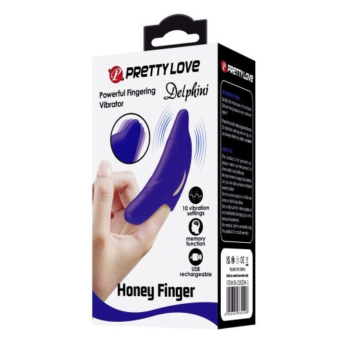 Pretty Love Delphini Honey Finger Blue - Vibrátoros ujjazó
