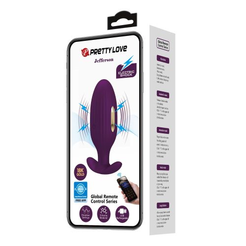 Pretty Love Jefferson Purple - App-vezérelt anál plug 9,2 cm