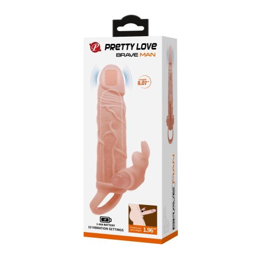 Pretty Love Brave Man Vibrating Penis Sleeve - Pénisz hosszabbító