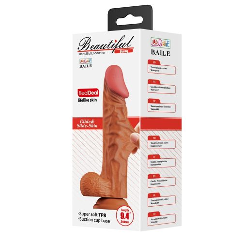 Beautiful Buraq 9,4 " Dildo Brown - Élethű dildó 24 cm