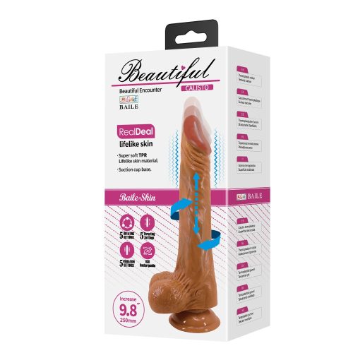 Beautiful Calisto 9,8" Vibrating Dildo - Élethű, Forgó és Lökő vibrátor 25 cm