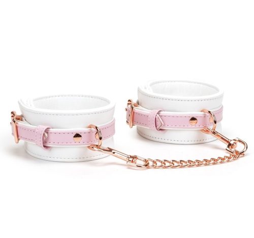 White & Pink Fairy Goat Leather Hand Cuffs - Bilincs
