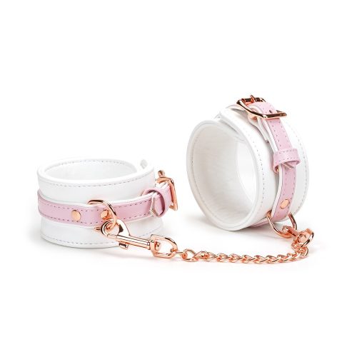 White & Pink Fairy Goat Leather Ankle Cuffs - Bilincs