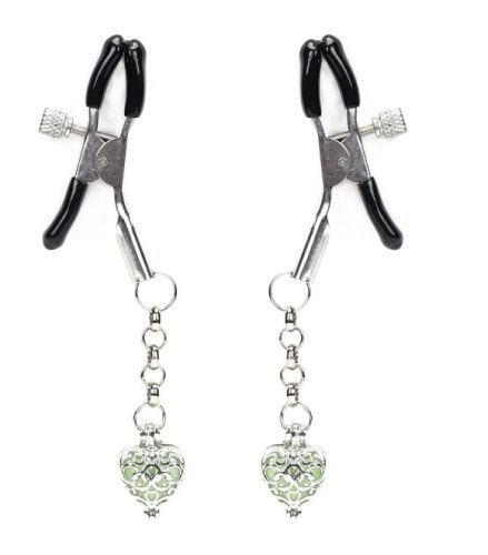 Glow-in-dark Nipple Clamps,Green - Mellbimbó csipesz