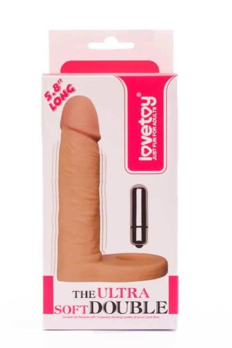 The Ultra Soft Double-Vibrating #1 - felcsatolható dildó 14,7 cm