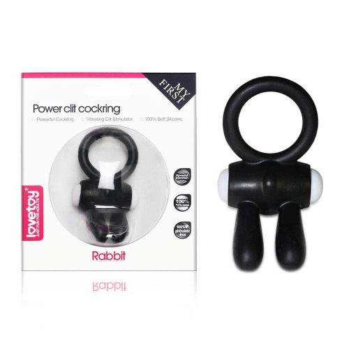 Power Clit Cockring Black 2 - Vibrációs péniszgyűrű