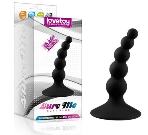 Lure Me Beaded Anal Plug Black 1 - Anál plug 10 cm