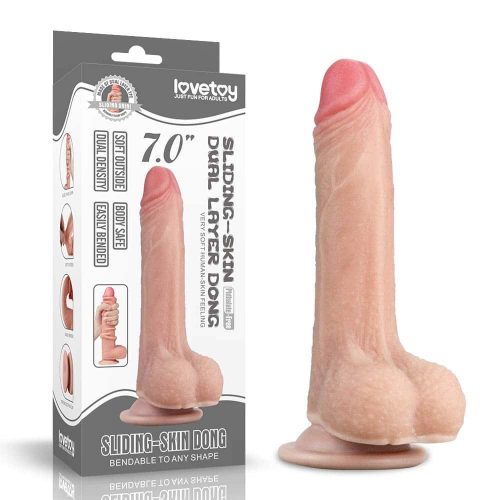 7'' Sliding Skin Dual Layer Dong - Élethű dildó 17,5 cm