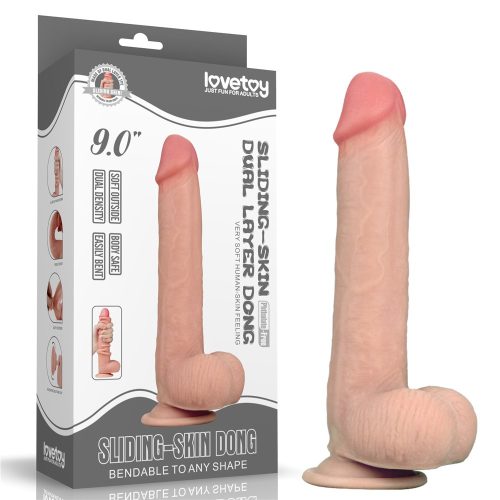 9'' Sliding Skin Dual Layer Dong 1 - Élethű dildó 23 cm