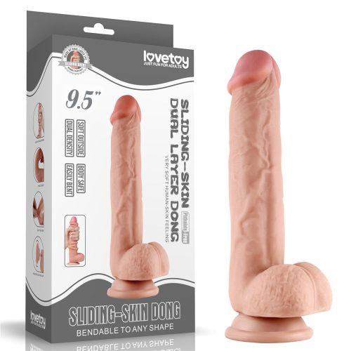 9.5'' Sliding Skin Dual Layer Dong - Élethű dildó 24 cm