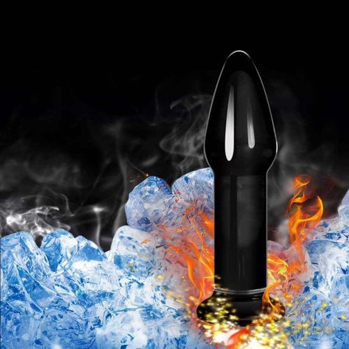 5" Glass Romance Anal Plug Black - ANál plug 12,2 cm