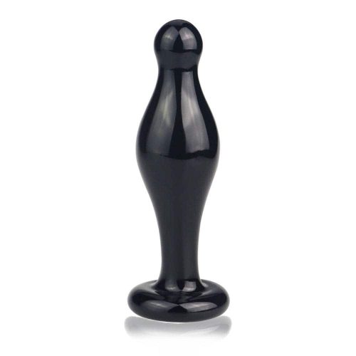4.5" Glass Romance Anal Plug Black - Anál plug 11,3 cm