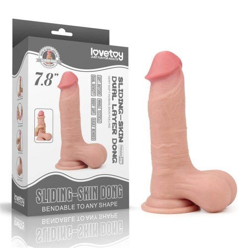 7.8'' Sliding Skin Dual Layer Dong - Élethű dildó 19,5 cm
