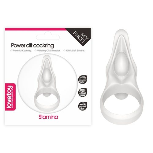 Power Clit Silicone Cockring White - Péniszgyűrű