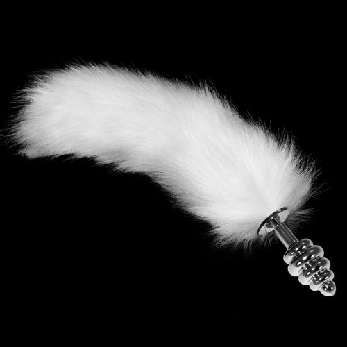 Gorgeous Metal Anal Tail ( Silver ) White - Anál dildó, farokkal