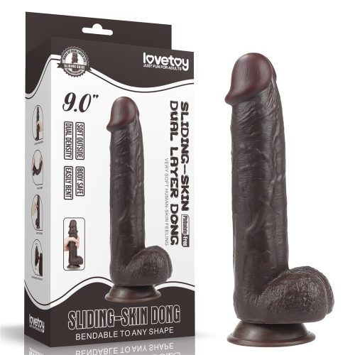 9,0'' Sliding Skin - 2 rétegű, barna - Élethű dildó 23,5 cm