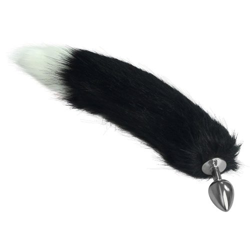 Metal Anal Tail White+Black 1 - fém anál plug 8,5 cm
