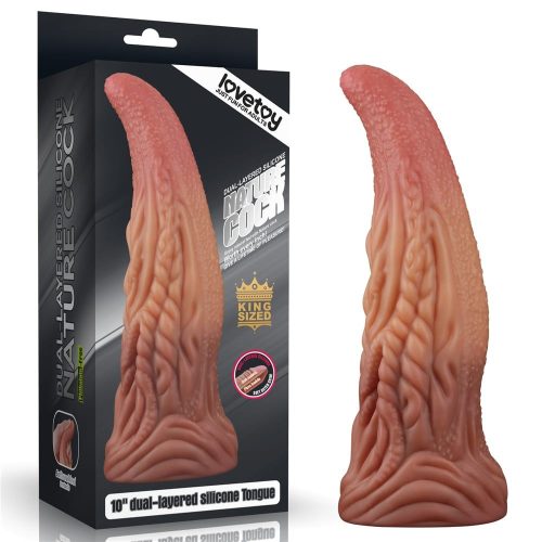 10'' Dual layered Platinum Silicone Tongue - Élethű dildó 25 cm