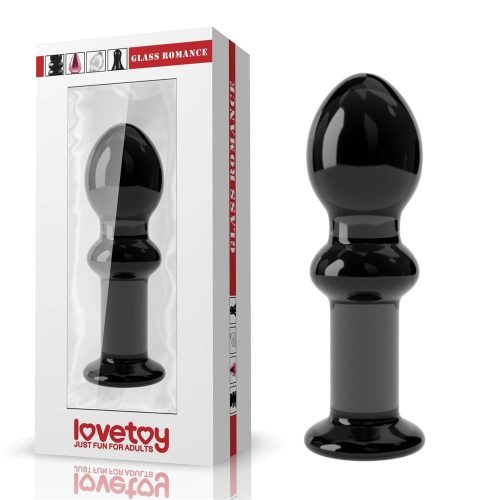 4.5" Glass Romance Black - Anál plug 11,5 cm