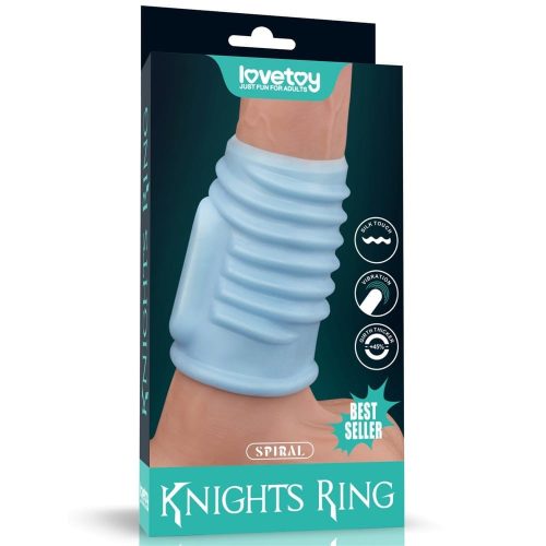 Vibrating Spiral Knights Ring Blue - Vibrációs pénisz feltét