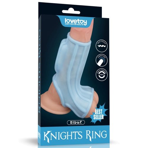 Vibrating Ridge Knights Ring with Scrotum Sleeve - Vibrációs péniszfeltét