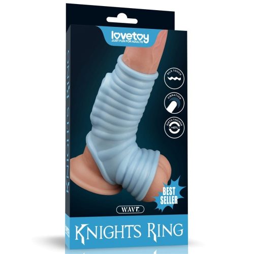 Vibrating Wave Knights Ring with Scrotum Sleeve - Vibrációs pénisz feltét