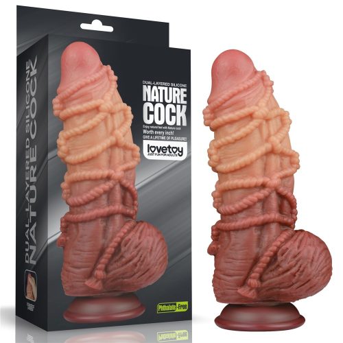 9.5'' Dual layered Platinum Silicone Cock with Rope - Élethű dildó 24 cm