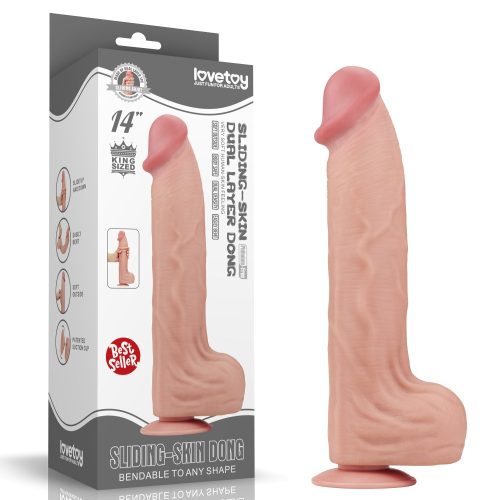 14'' King Sized Sliding Skin Dual Layer Dong - Élethű dildó 36 cm