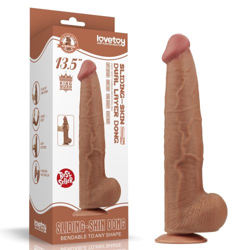 13.5'' King Sized Sliding Skin Dual Layer Dong - Élethű dildó 34 cm