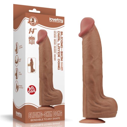 14'' King Sized Sliding Skin Dual Layer Dong  - Élethű dildó 36 cm