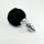 Spiral Pompon Metal Plug Black - Anál plug 7 cm