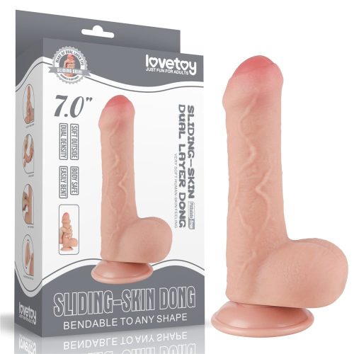 7'' Sliding Skin Dual Layer Dong Flesh - Élethű dildó 18,3 cm