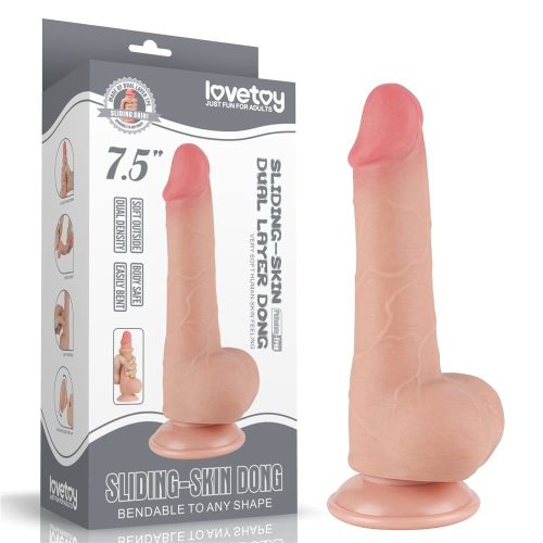 7.5'' Sliding Skin Dual Layer Dong Flesh II - Élethű dildó 19,5 cm