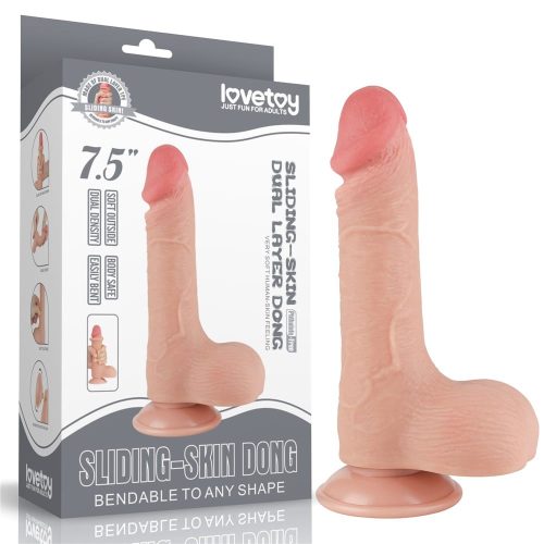 7.5'' Sliding Skin Dual Layer Dong Flesh III - Élethű dildó 19,5 cm