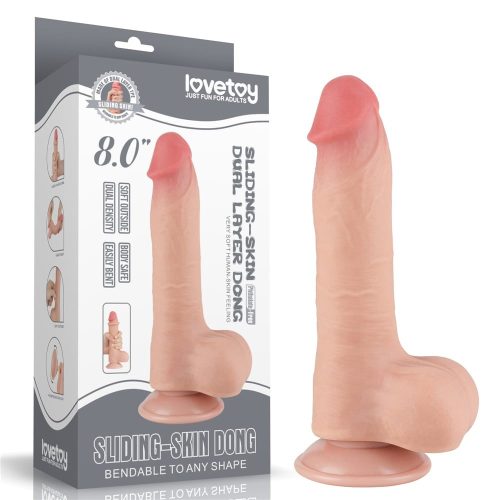 8'' Sliding Skin Dual Layer Dong Flesh I - Élethű dildó 20 cm