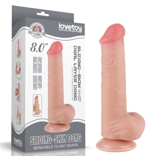 8'' Sliding Skin Dual Layer Dong Flesh III - Élethű dildó 20,8 cm